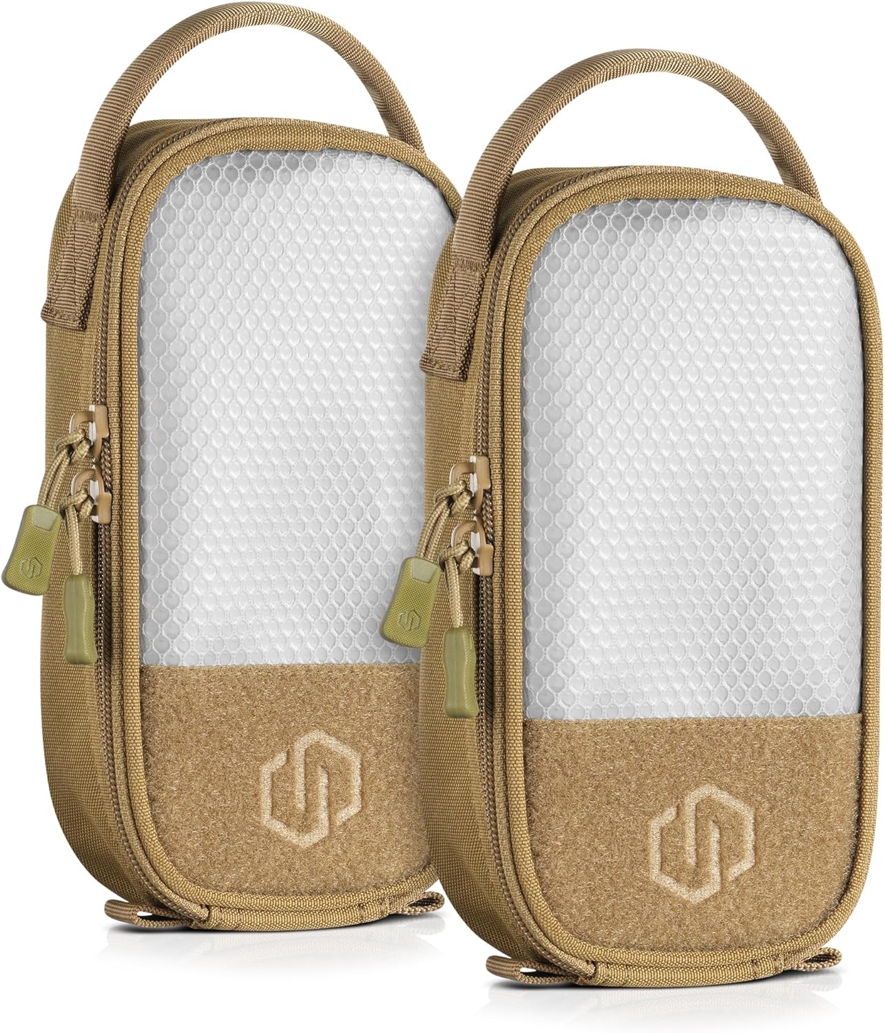 Savior Equipment Core Tactical Mesh Zipper Pouch, 4" x 8" Modular EDC Tool Organizer Range Gear Utility Storage Pocket w/Hook Backing, Dump Pouch with Handle, 2-Pack