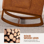 Yaheetech Leather Glider Chair, Modern Rocking Chair, Nursery Faux Leather Glider Chair with Rubber Wood Legs and Side Pocket, Rocking Accent Armchair for Living Room, Bedroom, Brown