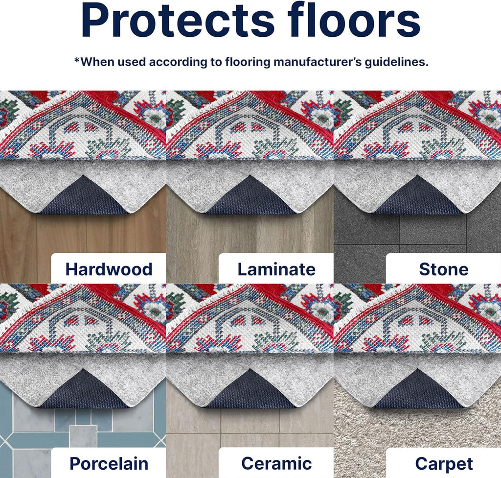 RUGPADUSA - Eco-Complete - 4'x6' - 1/4" Thick - Premiere Felt and Rubber Non-Slip Rug Pad, Made in USA, Low VOCs, 5-Year Warranty