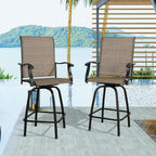 Patio Bar Stools, Outdoor Swivel Bar Height Chairs with Textilene Mesh Fabric, Set of 2