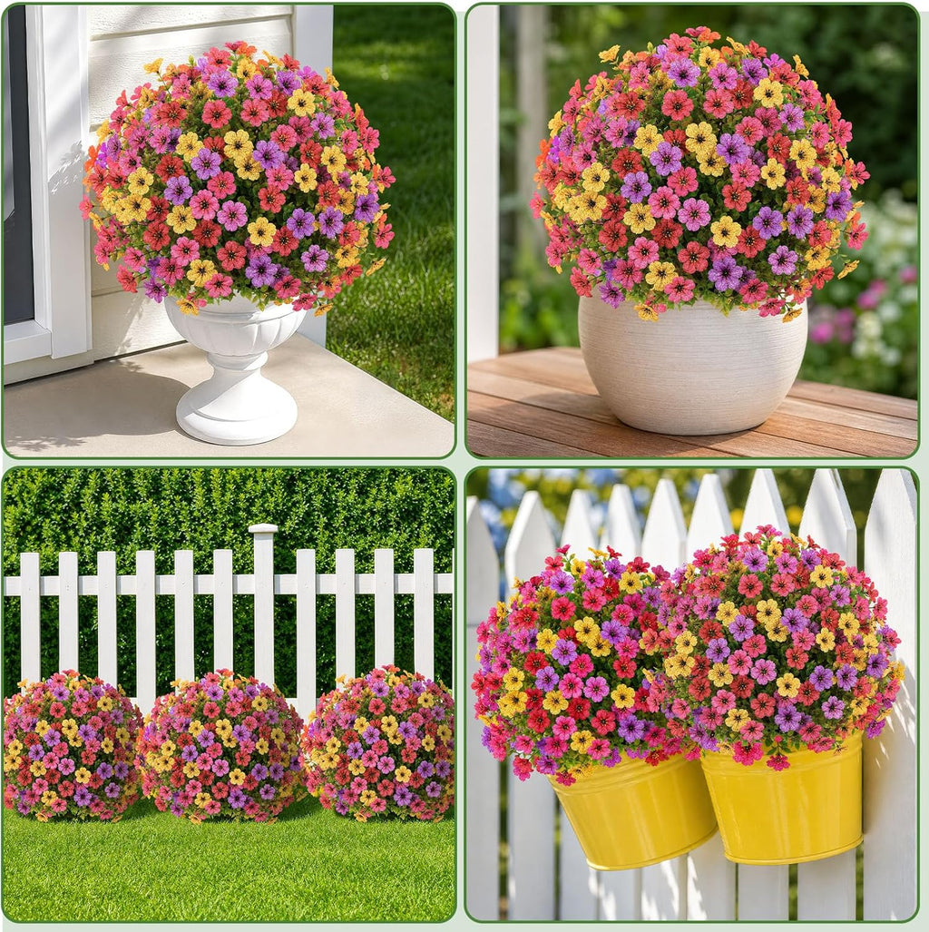 2Pcs 22" Artificial Topiary Ball Flowers for Outdoors Planters, Spring Summer Decoration, UV Resistant Faux Floral Greenery, Fake Shrubs Bushes for Indoor Outdoor Garden Yard Porch Patio Home Decor