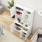 71" Tall Kitchen Pantry Storage Cabinet, Modern Kitchen Hutch Cabinet with Doors and Shelves, Freestanding Food Snacks Wine Buffet Counter for Dining Room, Living Room, White