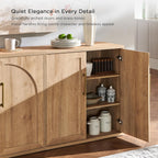 ACCOHOHO Arched Door Sideboard Buffet Cabinet Set of 3, Accent Cabinet with Adjustable Shelf, Wood Modular Credenza Storage Cabinet for Dining Room, Living Room, Entryway, Natural Oak