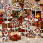 Geelin 10 Pcs Christmas Gingerbread Table Decoration Gingerbread House Decor Christmas Centerpiece for Tables Gingerbreads Theme Tabletop Gift for Xmas Holiday Desk Home Office Party Supplies Decor