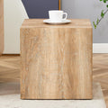 Modern Natural Color Wooden End Table for Living Room, MDF Construction Square Sofa Side Table Small Nightstand for Home Apartment, 15.7 x 15.7 x 15.7 Inch, Easy to Clean, Non-Slip Feet Pad