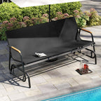 YITAHOME 3-Person Glider Bench 660Lbs Capacity, Outdoor Glider Bench w/Coated Steel Frame & Breathable Textilene for Longer Seating Comfort, All Weather Outdoor Bench for Backyard Deck Garden, Black