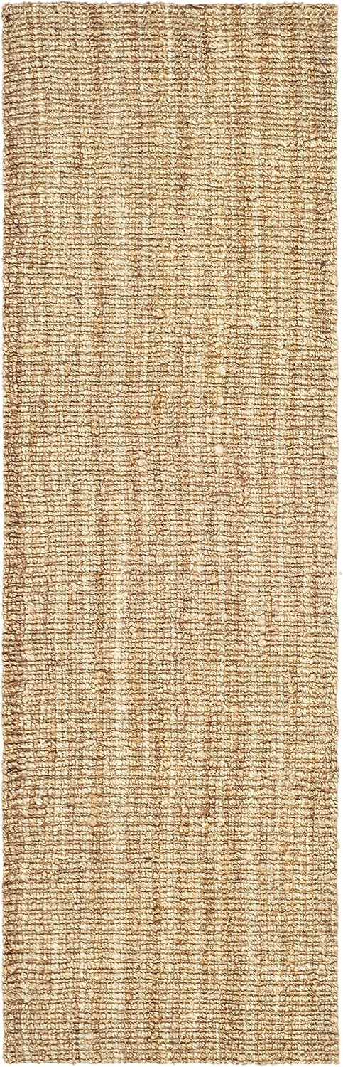 SAFAVIEH Natural Fiber Collection Runner Rug - 2'6" x 8', Natural Brown, Handmade Jute, Farmhouse Style, Chunky Textured Thick Pile (NF447A)