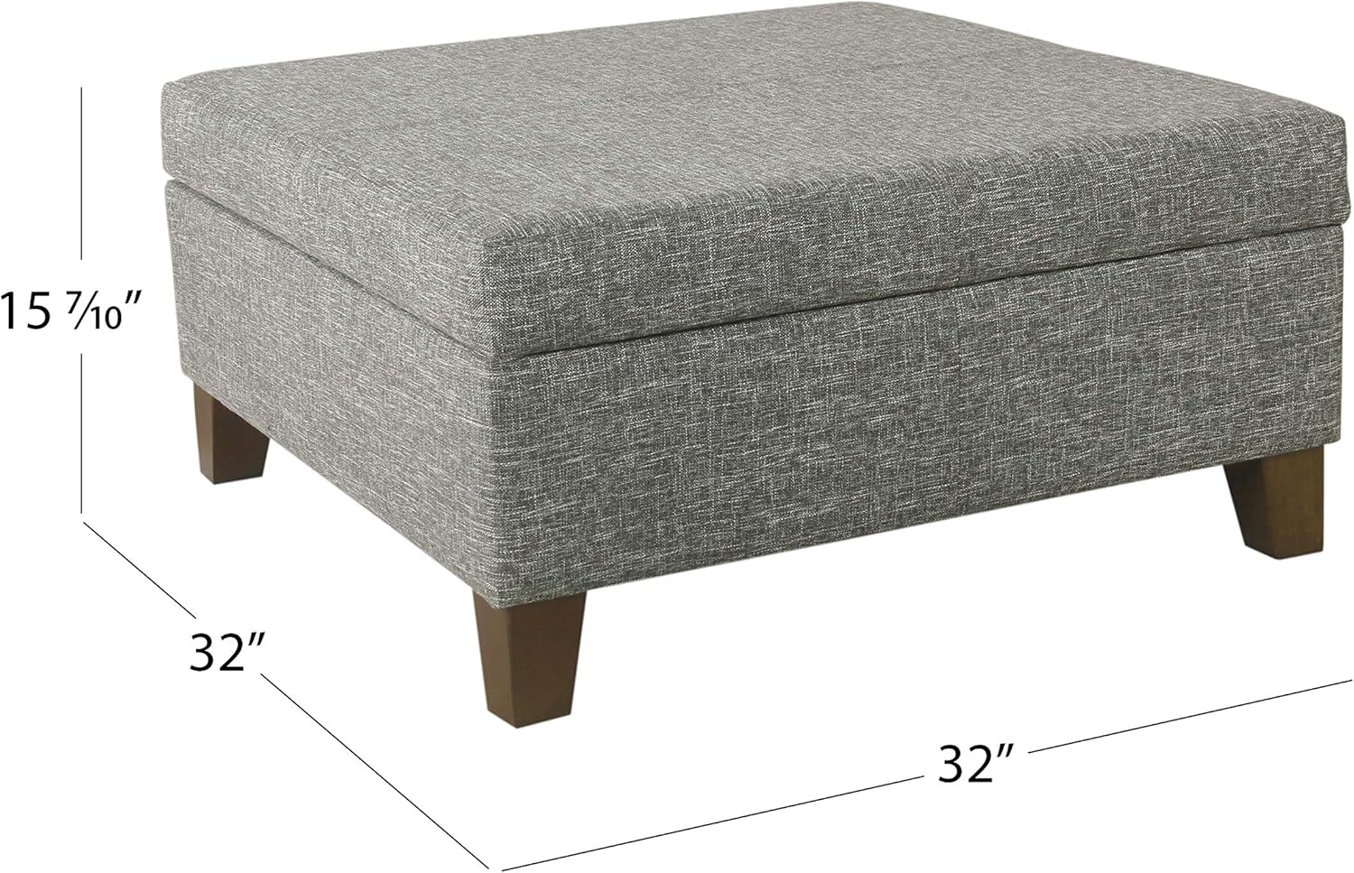 HomePop 32" Square Storage Ottoman - Slate Gray