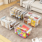 Plastic Storage Bins with Lids Stackable organization and Storage Containers for Organizing Snacks, Crafts, Tools Clear Storage Box with Latching handle(Clear, 2PCS-4.5QT 2PCS-8.5QT)