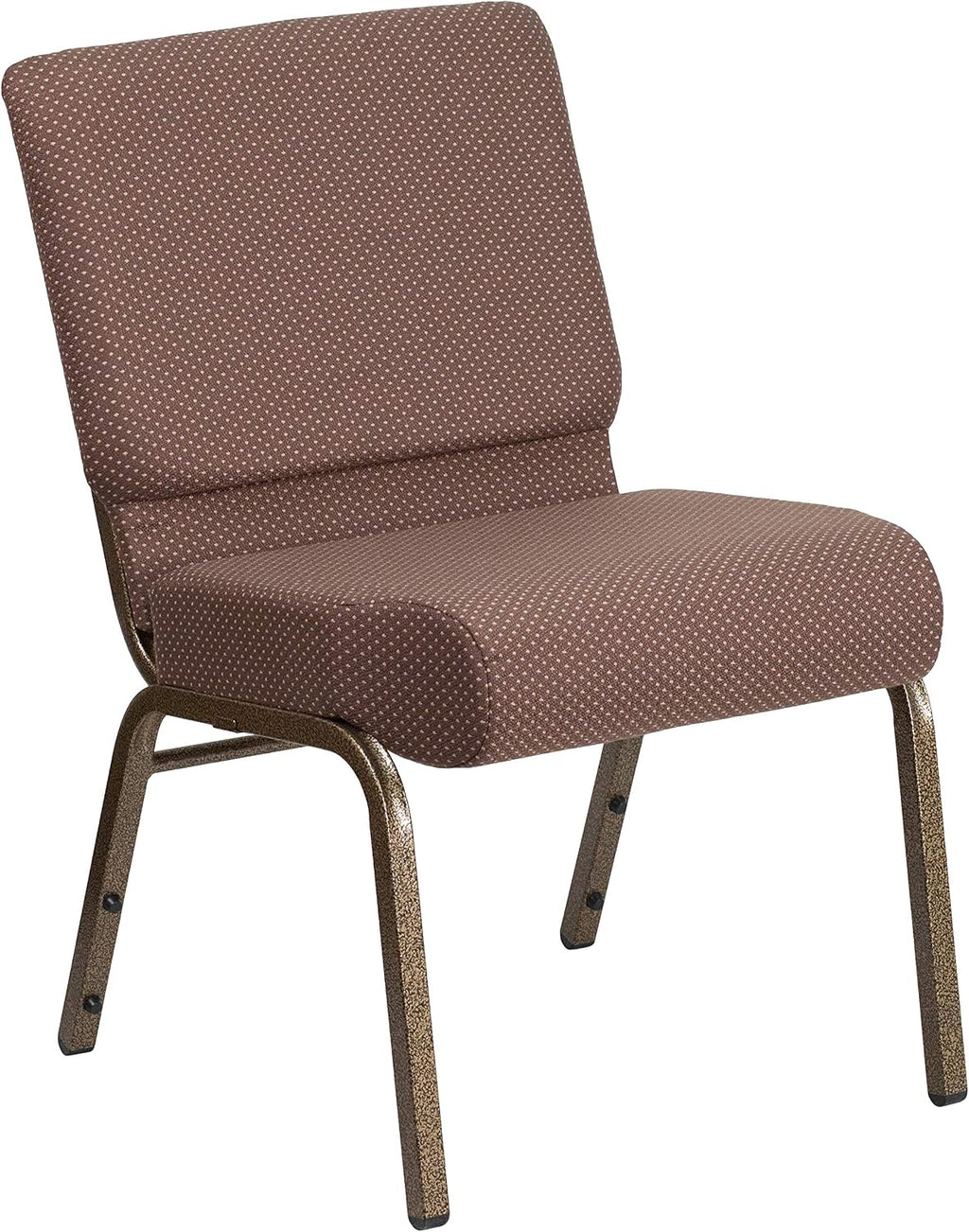 EMMA + OLIVER 4 Pack 21" W Stacking Church Chair in Brown Dot Fabric - Gold Vein Frame