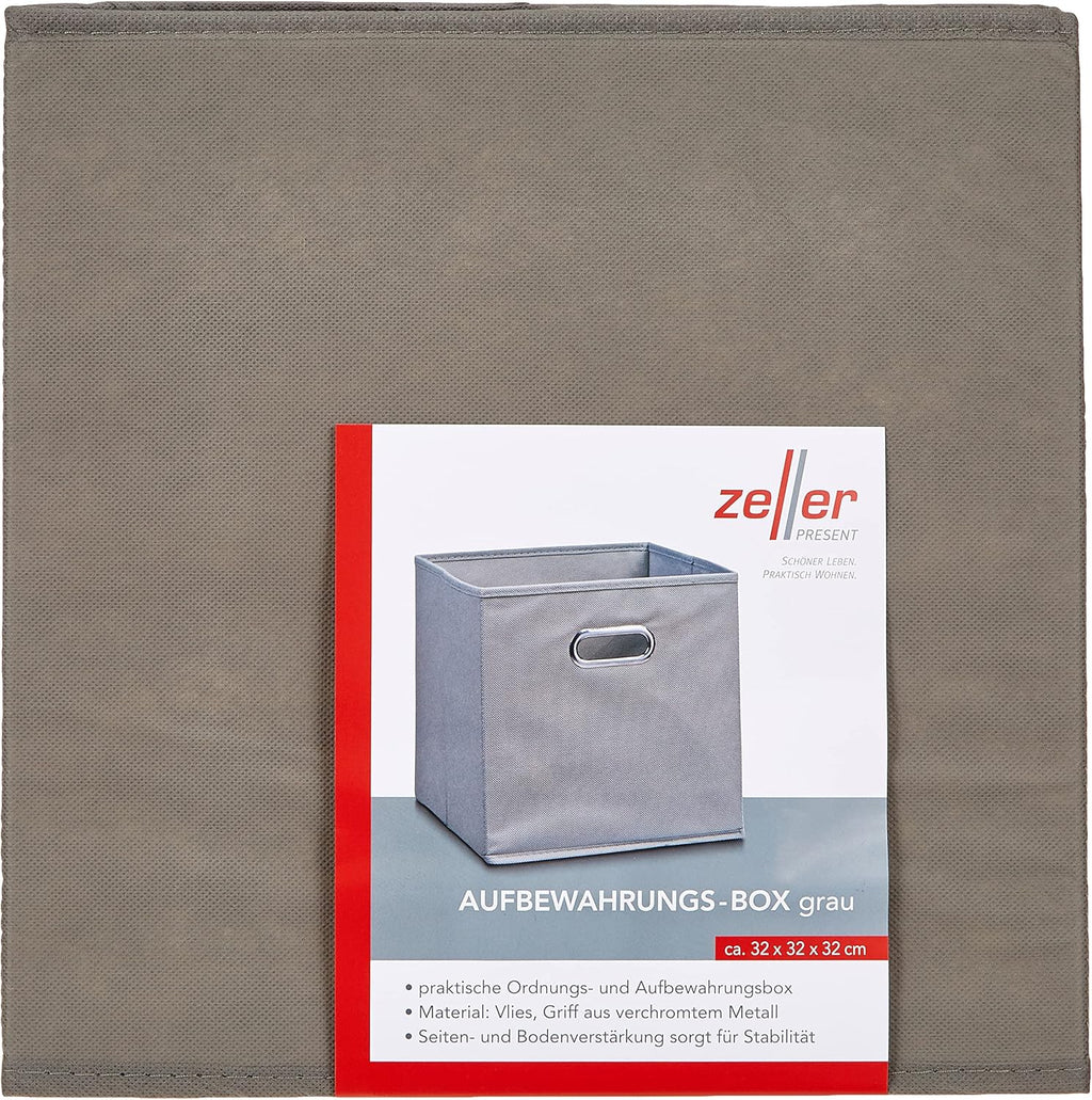 Zeller Storage Box, Grey, Fleece 32x32x32, Fabric