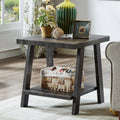 Roundhill Furniture Athens Contemporary Replicated Wood Shelf End Table in Charcoal Finish
