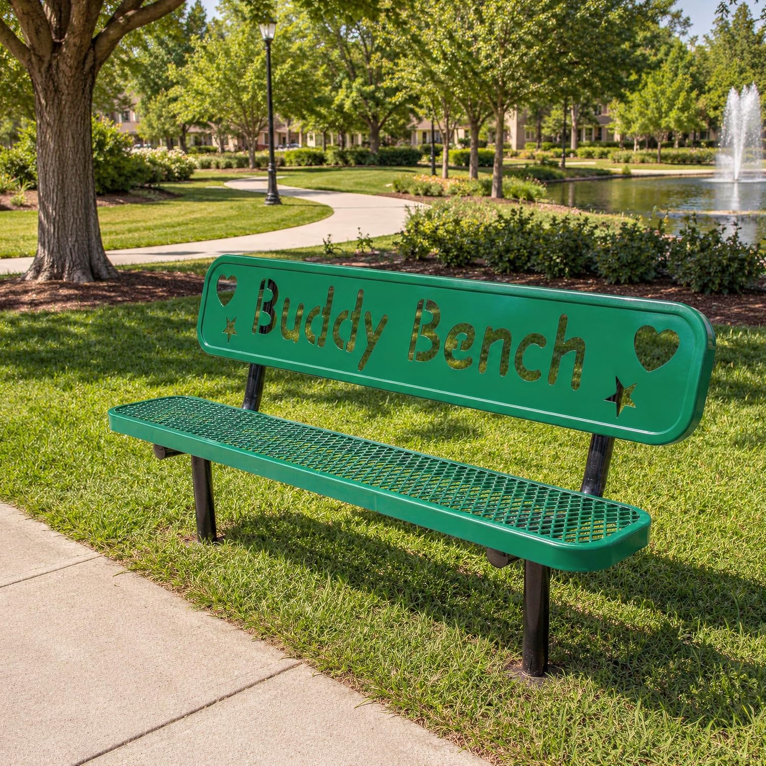 The City™ Series Buddy Benches, Green, 72" L x 12" W x 18.25" H