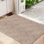 Indoor Door Mat 24"x36", Low-Profile Welcome Front Door Mat Indoor Entrance, Non Slip Rubber Backing Inside Doormat Washable Entryway Dirt Resistant & Absorbent 2x3 Entry Mat, Light-Brown