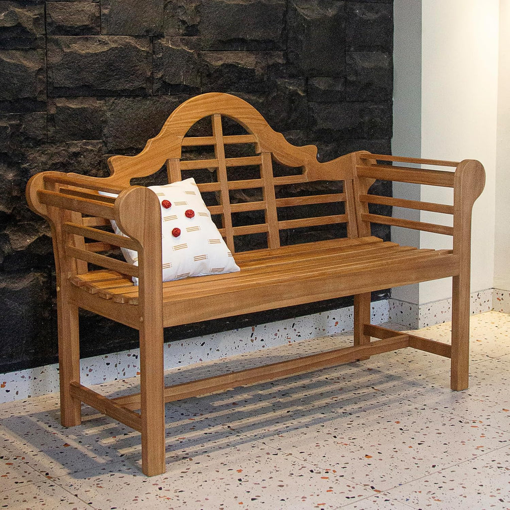 Cambridge Casual Lutyens 4-Foot Teak Wood Garden Bench, Outdoor Teak Bench for Patio, Porch, Deck, Lawn & Backyard, Weather-Resistant Wooden Outdoor Seating