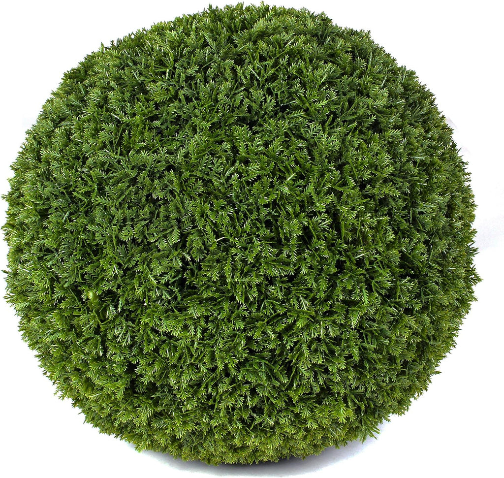 3rd Street Inn Large Cypress Topiary Ball - Artificial Plant Set - Indoor/Outdoor Wedding Party Decor - Faux Foliage Garden Sphere - Tree and Bush Substitute (15", 2 Pack)