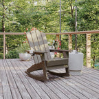 Flash Furniture Newport Adirondack Rocking Chair with Cup Holder, Weather Resistant Poly Resin Adirondack Rocking Chair, Brown