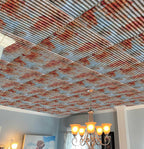 Dundee Deco Rusty Corrugated Old Tin Roof Lay in, PVC 3D Decorative Ceiling Panel, 2 ft X 2 ft (60cm X 60cm), 4 sq ft (0.37 sq m) Each