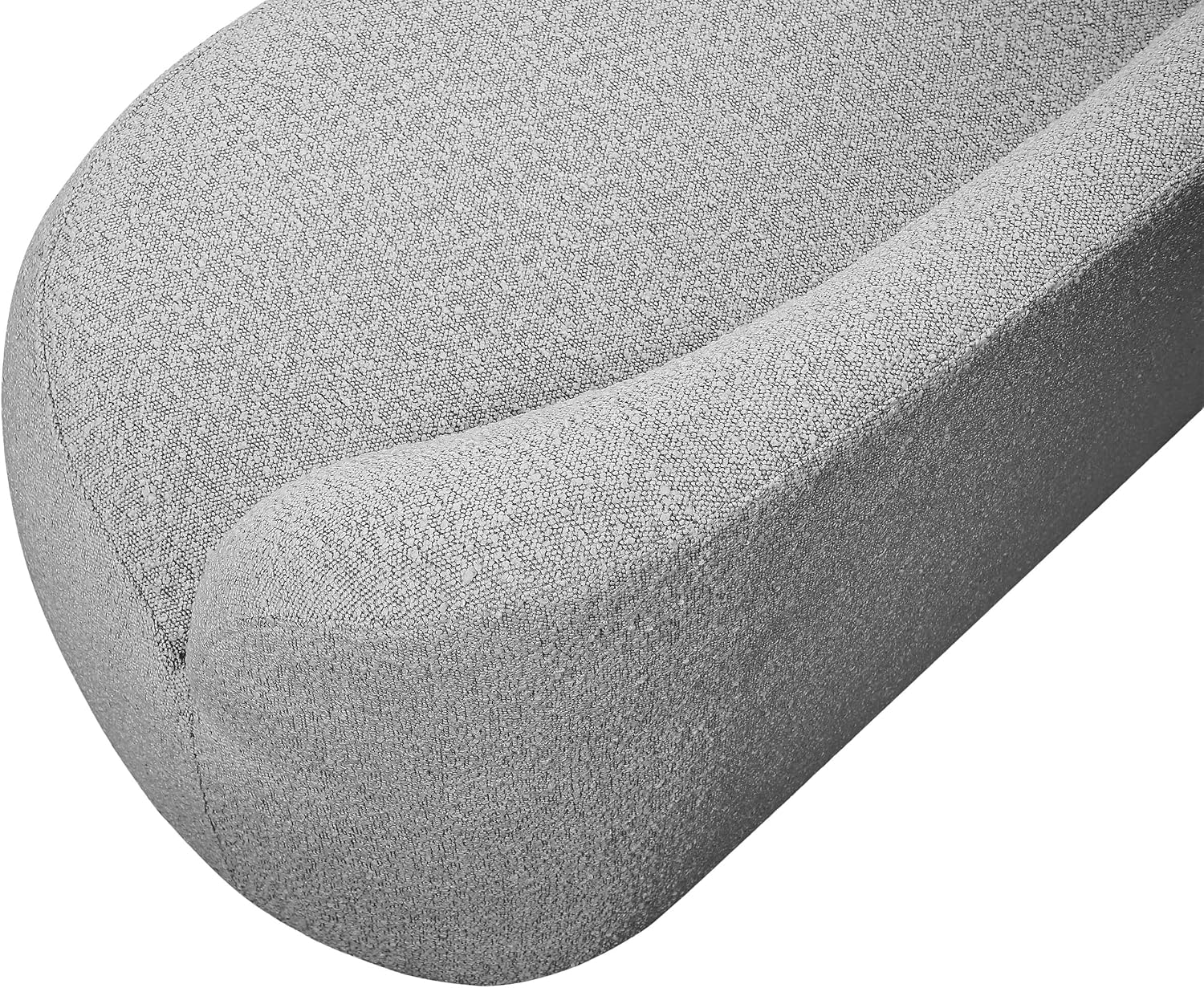 Meridian Furniture 119Grey Flair Collection Modern | Contemporary Boucle Fabric Upholstered Bench with Curved Back Design, Grey, 62" W x 23" D x 24" H
