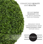 3rd Street Inn Large Cypress Topiary Ball - Artificial Plant Set - Indoor/Outdoor Wedding Party Decor - Faux Foliage Garden Sphere - Tree and Bush Substitute (15", 2 Pack)