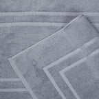 Feather & Stitch 2 Piece Towel Like Bath Mats (30x21 Inch) 100% Cotton Terry Bath Mats, Bathroom Shower Floor Mats [NOT A Bathroom Rug], Soft Absorbent Washable Mats - Grey