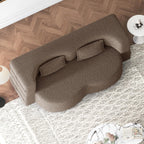 CAPCAEK 78" Folding Foam Sofa Bed,Full Size Folding Mattress Boneless Couch for Living Room,15" Seat Height Convertible Teddy Fabric Foam-Filled Loveseat Sleeper Sofa Bed (Brown)