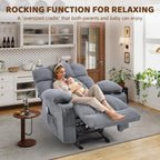 Massage Rocking Recliner Chair, Ergonomic Recliners Sofa with Vibration Massage & Heat, Rocking Chair Nursery Chair for Living Room Lounge with 4 Pockets, 2 Cup Holders, USB Charge Port, Grey