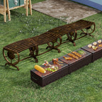 Outdoor Bench Patio Outdoor Garden Bench with Built-in Table, Wagon Wheel Arms, 3 People Outdoor Bench Garden Bench Front Porch Furniture (Bronze-22.83inch-2Pieces)