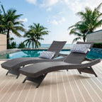 79'' Long Reclining Chair Set of 4 with Cushions, Adjustable Patio Chaise Lounge Chair, Outdoor Wicker Lounge Chair, PE Rattan Lawn Sunbathing for All Weather, Beach Poolside Garden Backyard, Brown