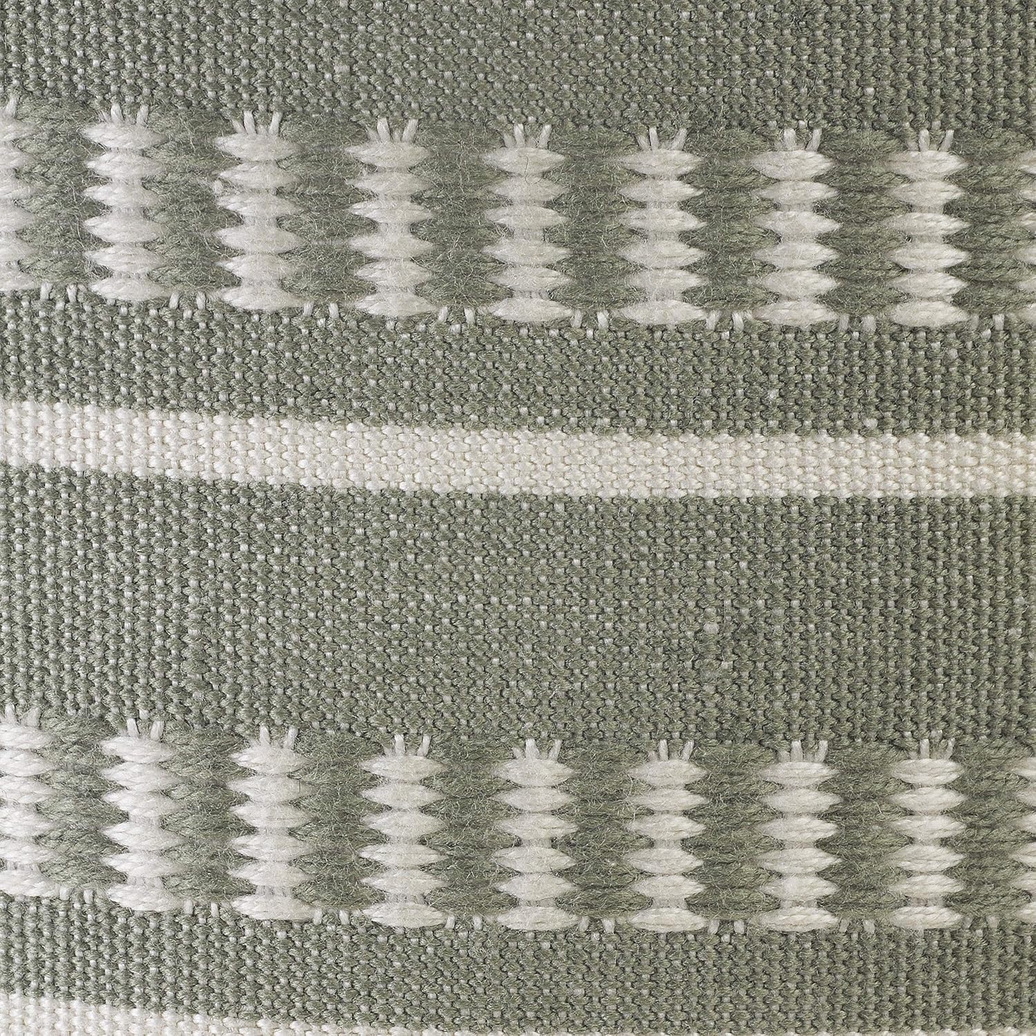 LR Home Dash and Stripe Geometric Indoor Outdoor Pouf, Green/White, 20" x 20" x 20"