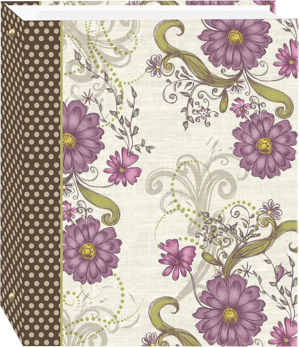 Magnetic Self-Stick 3-Ring Photo Album 100 Pages (50 Sheets), Berry Blossoms Design