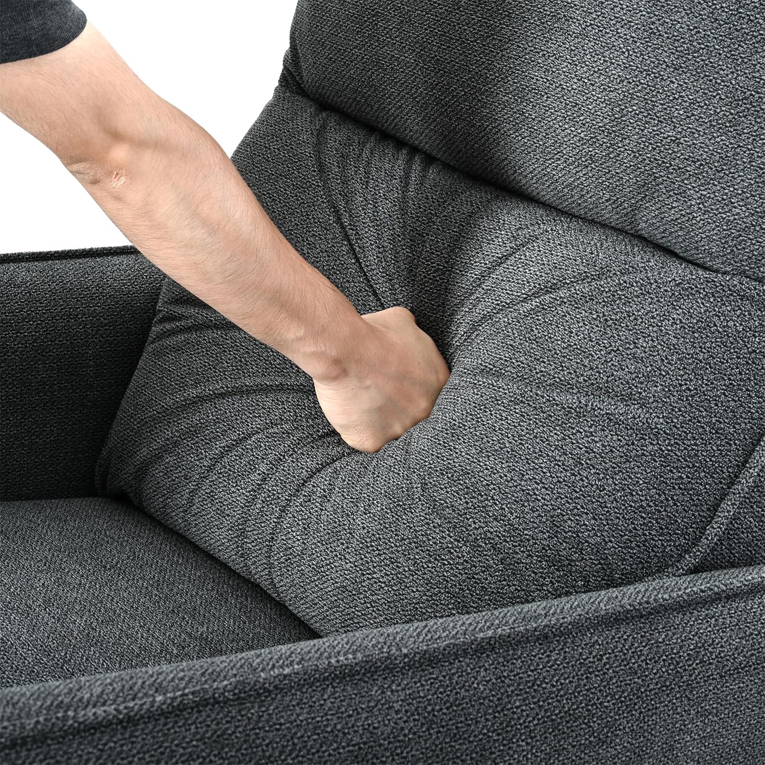 270° Power Swivel Rocker Recliner Chair, Rocking Chair Nursery, Electric Recliners for Small Spaces, Single Sofa Recliner for Living Room, Bedroom, RV (Fabric, Dark Gray+270°Swivel)