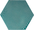 Eliana 12" Hexagonal Metal Side Table, Teal Crackle Finish Boho Accent Table with Cutout Floral Design, Sturdy Iron End Table for Living Room Bedroom Patio Decor