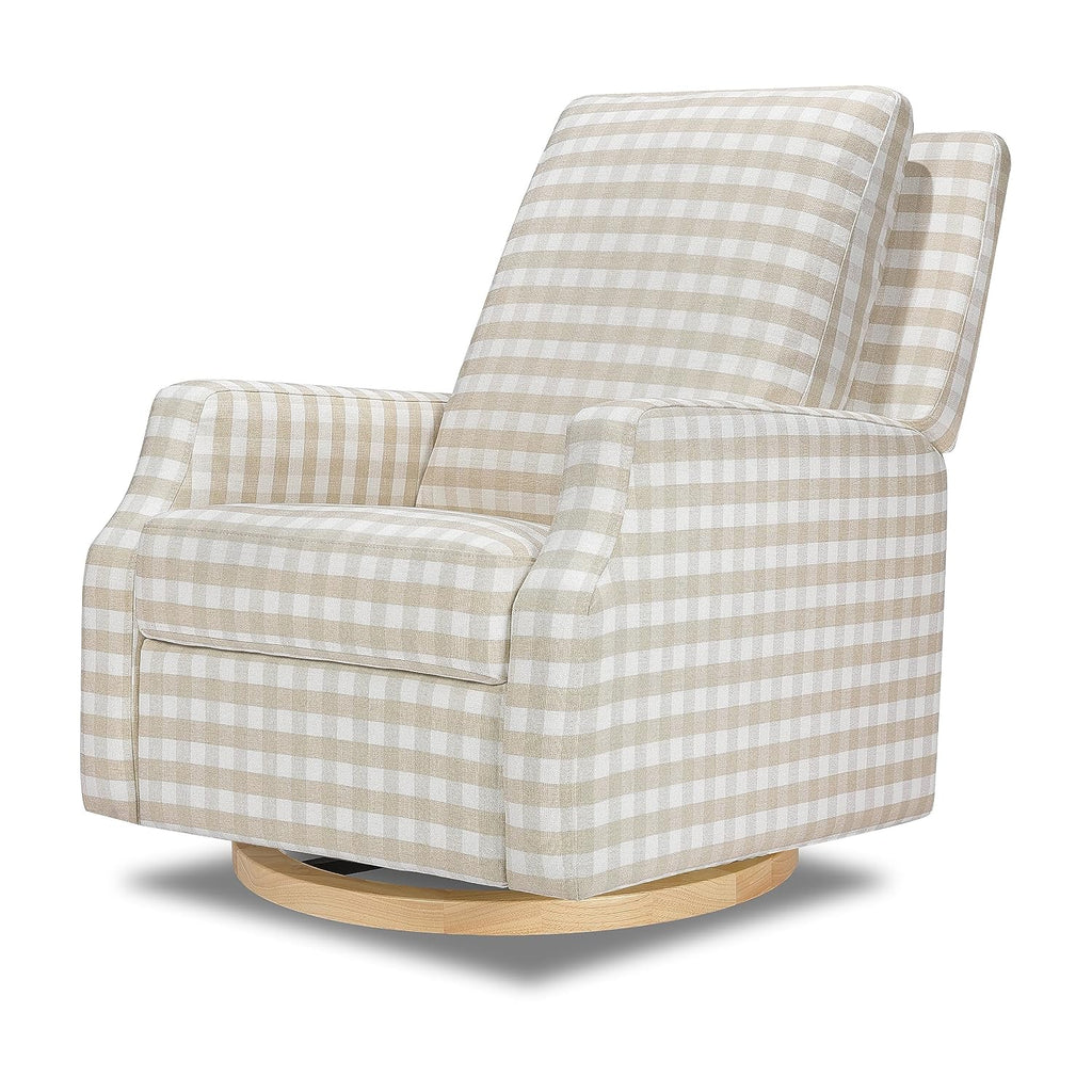 Namesake Crewe Glider Recliner Nursery Chair - GREENGUARD Gold & Certi-PUR US Certified Rocker Recliner - Glider Rocking Chair for Nursery & Living Room - Manual, 360° Swivel, Tan Gingham