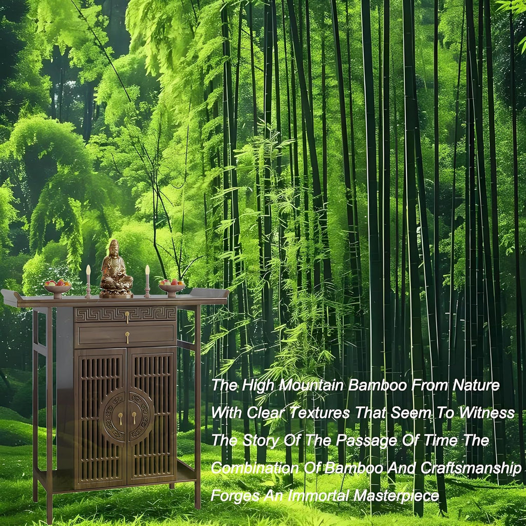 Meditation Shrine Buddhist Altar Table - Buddha Pooja Spiritual Prayer for Saints At Home Greek Altar Catholic Loved Ones Ancestral Counter for My Jesus Ofrenda Table,Walnut/47.2Inch