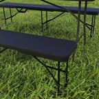 2-Pack 6ft Folding Camping Benches: HDPE Top, Powder-Coated FFor rame, 529lb Capacity, Non-Slip Pads, Carry Handle, Black