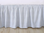 Laura Ashley - Queen Bedskirt, 100% Cotton Fabric with a Smooth and Lightweight Construction, 14.5" Drop Length, Stripe Bedding Design (Classic Ticking Blue)