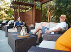 Serta Laguna Brown Wicker Outdoor Patio Ottoman with Beige Cushion for Deck, Porch, Backyard or Patio Seating