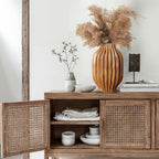 BlossoME 11" Large Ceramic Vases Brown for Farmhouse Entryway Decorative Pottery Living Room Kitchen Decoration Fall Flower Vase for Pampas Grass Fireplace Mantel Console Table