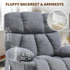 Massage Rocking Recliner Chair, Ergonomic Recliners Sofa with Vibration Massage & Heat, Rocking Chair Nursery Chair for Living Room Lounge with 4 Pockets, 2 Cup Holders, USB Charge Port, Grey