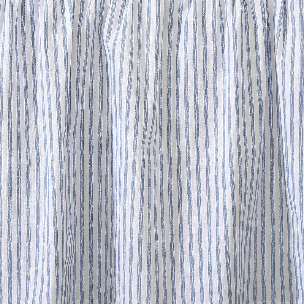 Laura Ashley - Queen Bedskirt, 100% Cotton Fabric with a Smooth and Lightweight Construction, 14.5" Drop Length, Stripe Bedding Design (Classic Ticking Blue)