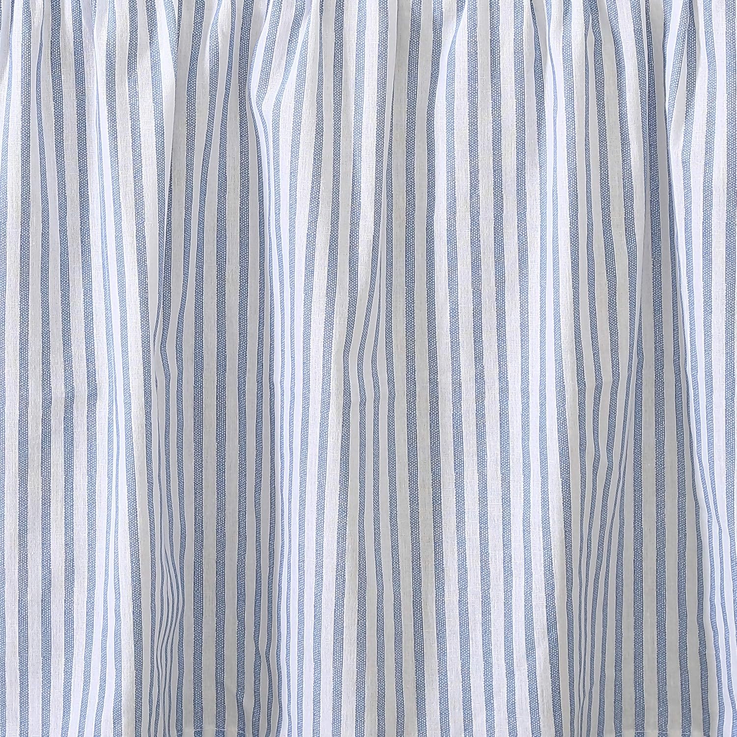 Laura Ashley - Queen Bedskirt, 100% Cotton Fabric with a Smooth and Lightweight Construction, 14.5" Drop Length, Stripe Bedding Design (Classic Ticking Blue)