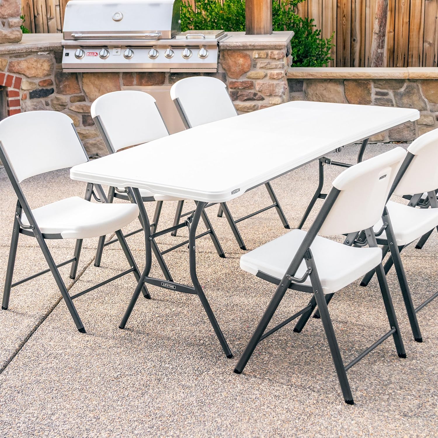 Lifetime 6-Foot Fold in Half Table, Light Commercial, White Granite
