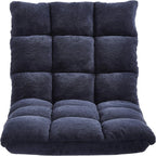 Amazon Basics Adjustable 14-Position Memory Foam Gaming Floor Chair with Back Support, Portable, Reclining, Lay Flat, 41.3"D x 21.3"W x 6"H, Navy