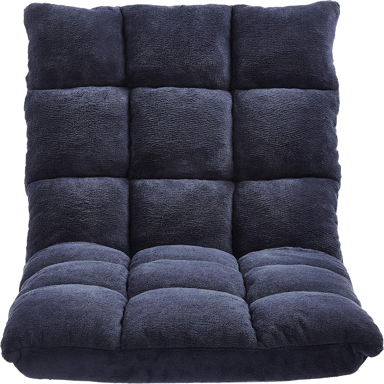 Amazon Basics Adjustable 14-Position Memory Foam Gaming Floor Chair with Back Support, Portable, Reclining, Lay Flat, 41.3"D x 21.3"W x 6"H, Navy