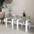 BIGTO 2 Pcs Tempered Glass Side Table, End Table for Living Room, Sofa Table White 17.72''*17.72''*20.5''Living Room Furniture
