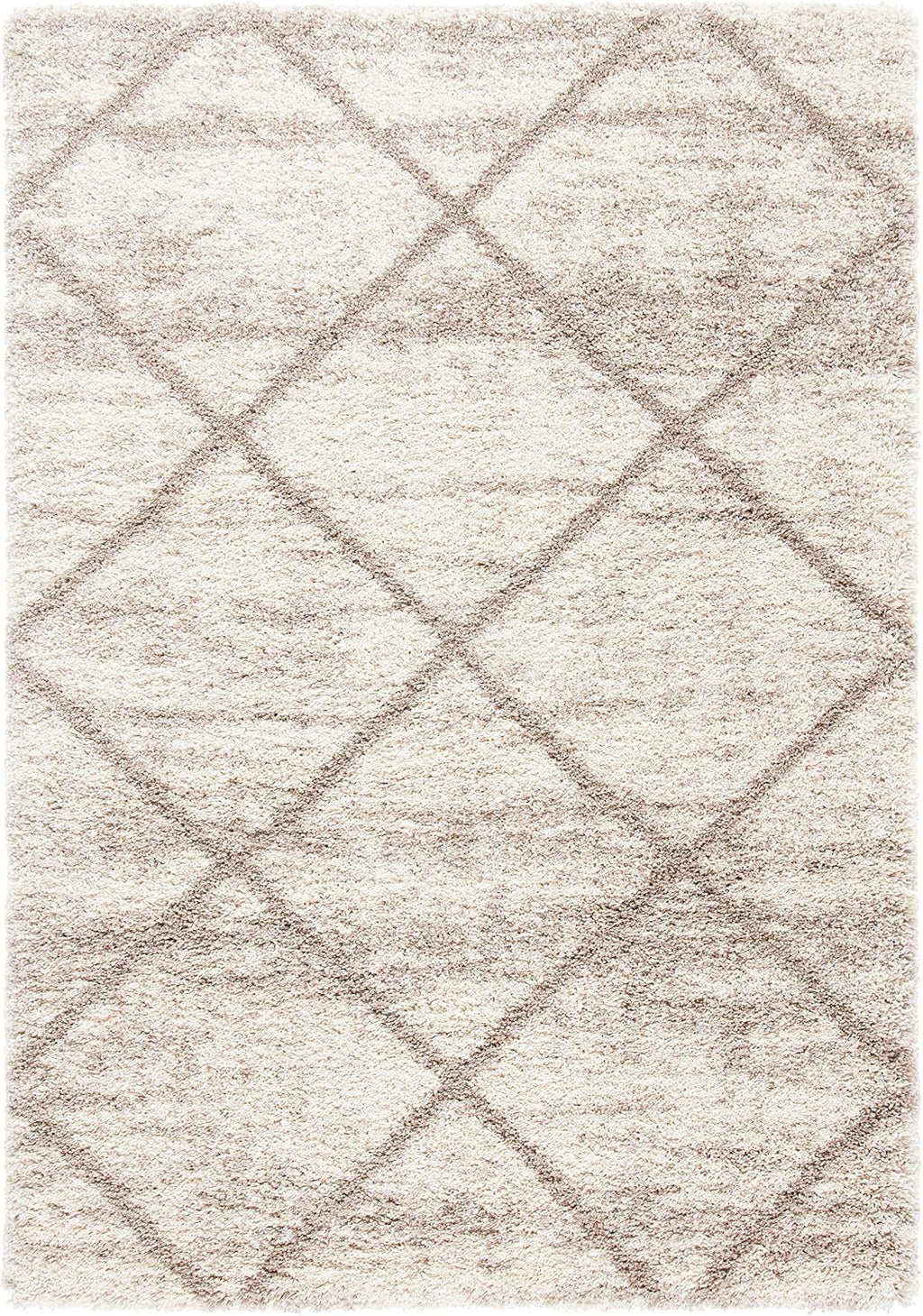 SAFAVIEH Hudson Shag Collection Area Rug - 6' x 9', Multi Ivory & Beige, Modern Trellis Design, Non-Shedding & Easy Care, 2-inch Thick Ideal for High Traffic Areas in Living Room, Bedroom (SGH281H)
