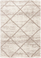 SAFAVIEH Hudson Shag Collection Area Rug - 6' x 9', Multi Ivory & Beige, Modern Trellis Design, Non-Shedding & Easy Care, 2-inch Thick Ideal for High Traffic Areas in Living Room, Bedroom (SGH281H)