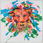 Deco 79 CosmoLiving by Cosmopolitan Canvas Lion Abstract Paint Splatter Wall Art with White Frame, 32" x 2" x 32", Multi Colored