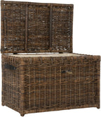 happimess HPM9004A Michael Wicker Storage Trunk Collapsible for flat storage, Rattan-Sarang Buaya, Coastal for Office, Dorm Room, Bedroom, Dining Room, 35", Brown